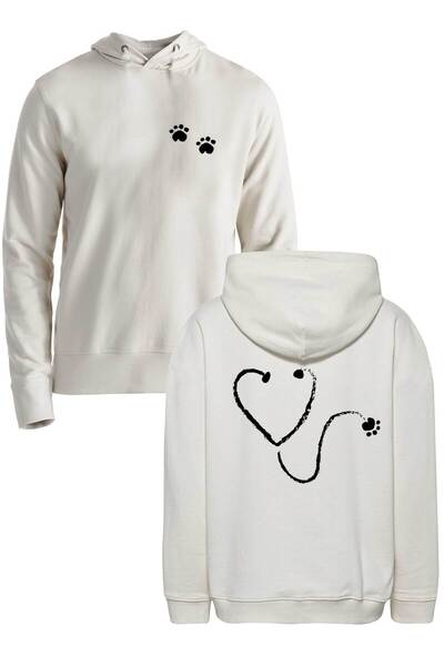 Alfa Tshirt Veterinary Heart paw Ecru Front Back Sweatshirt