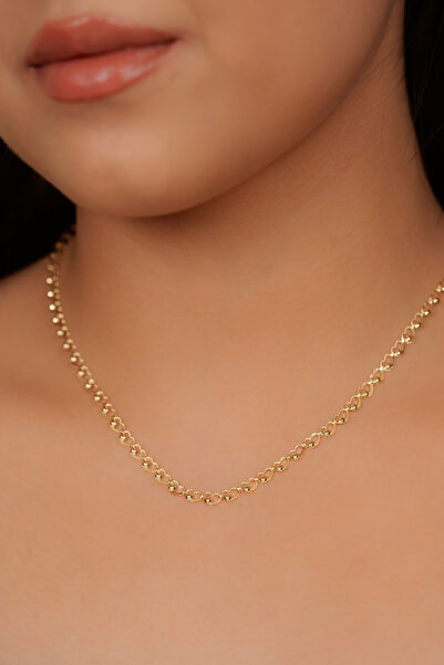 GençTaş Kuyumculuk 14 Ayar Sıralı Kalpler Zincir Kadın Kolye