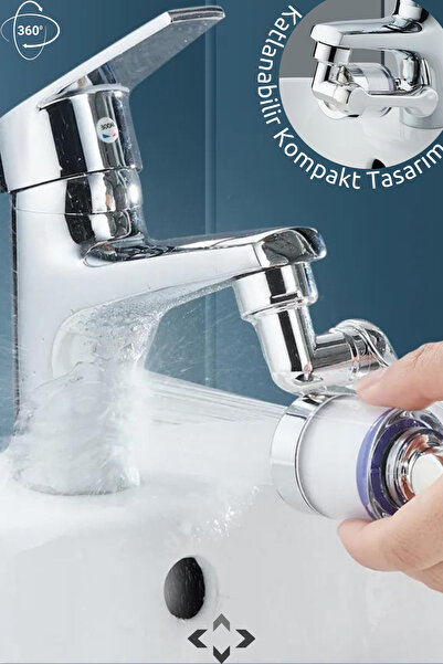 LİGROUND 1080° Dönebilen Filtreli Su Tasarruflu Hareketli Musluk Başlığı Batarya Ucu PERLATÖR