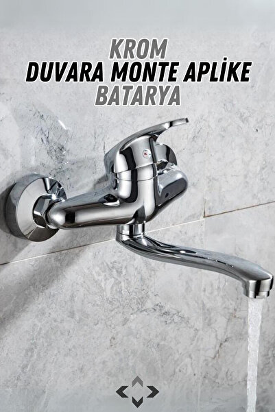 LİGROUND Krom Duvara Monte Aplike Batarya Mix Duvardan Borulu Batarya 360