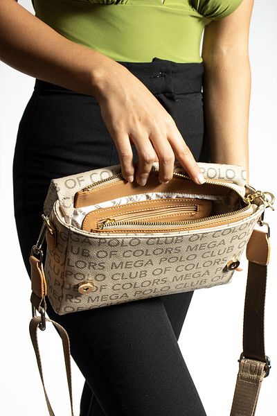 YOGII Чанта York Model Leather A Quality за през рамо с множество джобове, функционална
