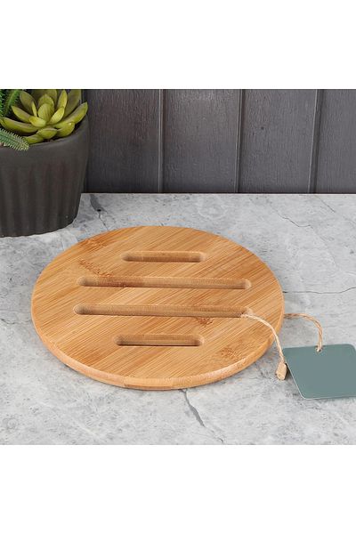 devigo Bamboo Round Trivet Teapot Coaster Pot Mat 17x17 cm Coaster