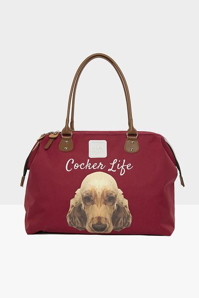Bagmori Claret Red Women's Cocker Spaniel Printed Shoulder Strap Bag M000002654