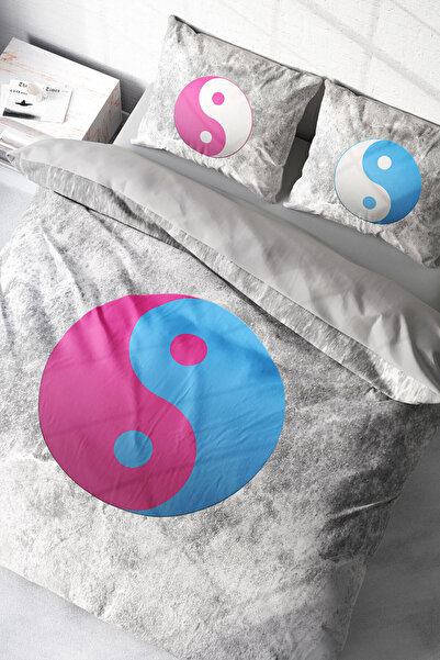 MonoHome Čaršav sa lastišem kom Pamuk saten Bračni Set posteljine jing jang