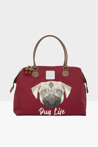 Bagmori Claret Red Women's Pug Printed Shoulder Strap Bag
