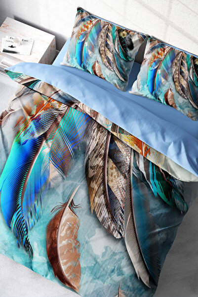 MonoHome طقم غطاء لحاف مزدوج من القطن الساتان مع ملاءة مطاطية ميستري