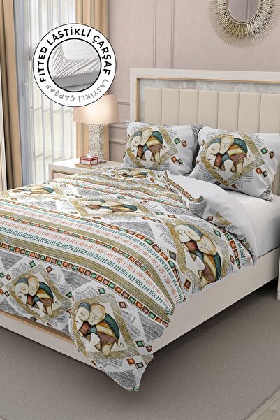 MonoHome Постільна білизна з гумкою, 100% бавовна, сатин, двоспальний комплек...