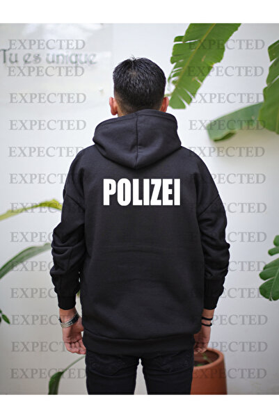 EXPECTED Ανδρικό φούτερ με κουκούλα σε μαύρο σχέδιο με στάμπα