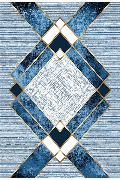 Mutlu Çeyiz Geometric Patterned Sponge Elastic Non-Slip Washable Carpet Cover MC69