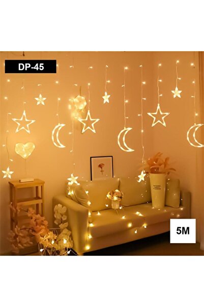 Tahtakale Dünyası Ay yıldız led ışık 5 metre dekoratif led ay yıldız led lambalar 8 modlu led ışık