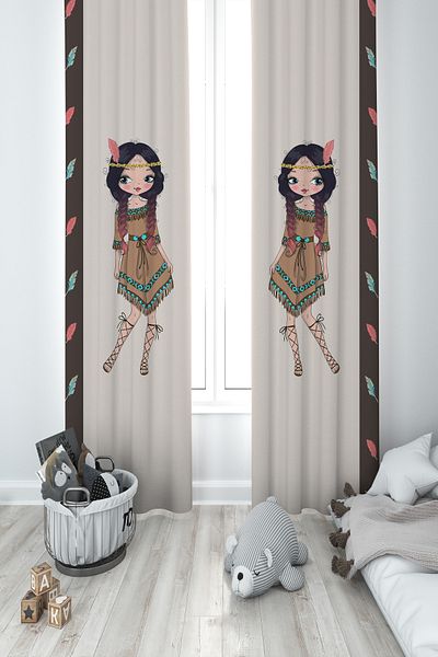 MASAL ODAM Native American Patterned 2 Wing Background Curtain