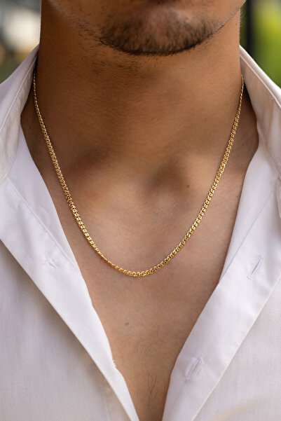 Cenova Jewelry 14 Ayar Altın Düz Tilki Kuyruğu Erkek Zincir 3.16 mm