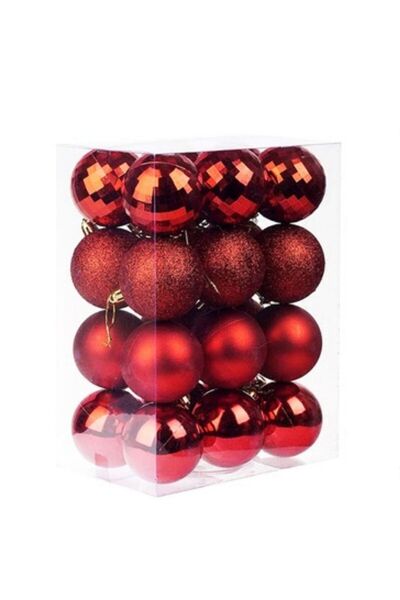 parti sürprizi Ornament cu bile roșie pentru brad de Crăciun 16 bucăți 6 cm