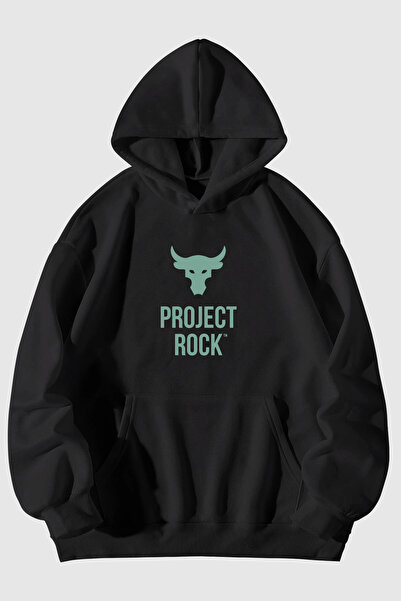 Espical Hanorac cu glugă unisex cu buzunare cangur cu imprimeu Project Rock