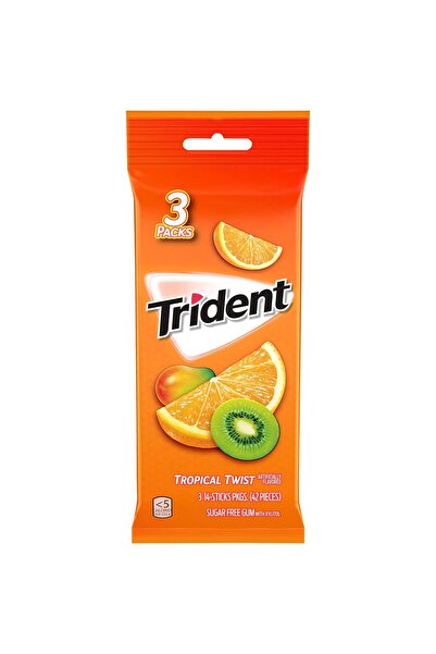 Wrigleys Trident Tropical Twist Sugar Free Gum Trident Tropical Meyveli Şekersiz Sakız 42 Parça 79 Gr