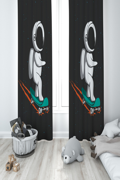 MASAL ODAM ΒΡΕΦΙΚΟ ΚΑΙ ΠΑΙΔΙΚΟ ΔΩΜΑΤΙΟ Κουρτίνα με μοτίβο αστροναύτη με 2 φτε...