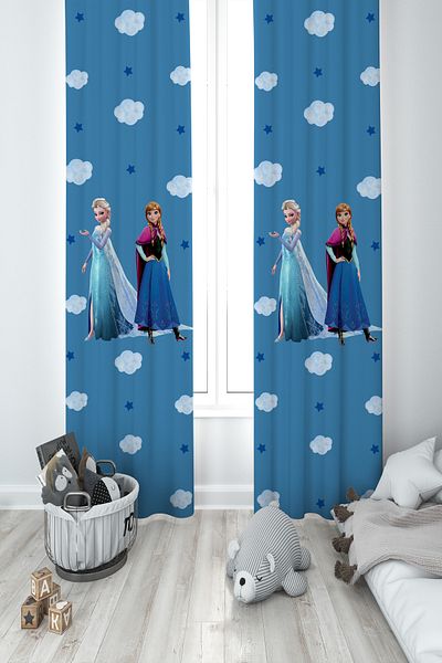 MASAL ODAM BABY AND KIDS ROOM Hopscotch and Elsa Anna Patterned 2 Wings Background Curtain