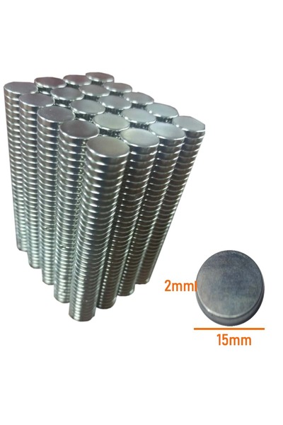 AĞIRSOY Neodyum Mıknatıs 15 x 2 mm Nikel 50 Adet Fiyatıdır