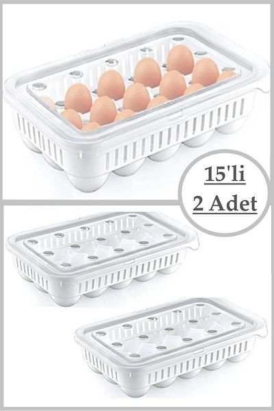 Bayev 2 Egg Storage Containers 15 Sterile Egg Holders with Lids Egg Organizer