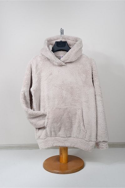 KİDSPİTİRCİK UNISEX ΠΑΙΔΙΚΟ ΜΠΕΖ WELSOFT Λούτρινο Φούτερ με κουκούλα