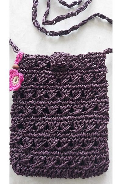 Papatyam Mesh Phone Bag Knitted Small Bag Handmade Crossbody Bag Wallet Straw Floral Bag/Handcrafted Bag