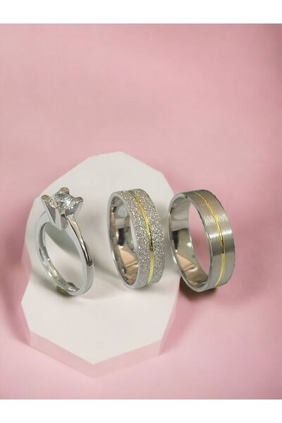 Alyans Gümüş Evi Unisex Gri Lazerli Alyans 5 mm