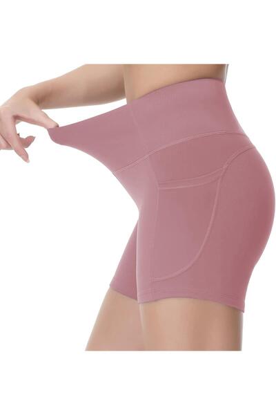 GHASSY CO. Women's High Waist Pocket Workout Fitness Running Short Sports Tights
