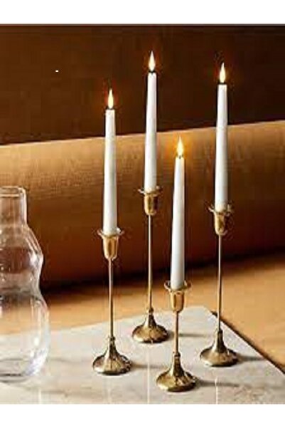 Poyraz Mağazacılık 4 Adet Şamdan Mumu,BEYAZ Şamdan Mum 25 Cm Çok Şık