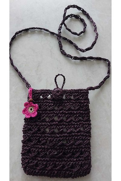 Papatyam Mesh Phone Bag Knitted Small Bag Handmade Crossbody Bag Wallet Straw Floral Bag/Handcrafted Bag