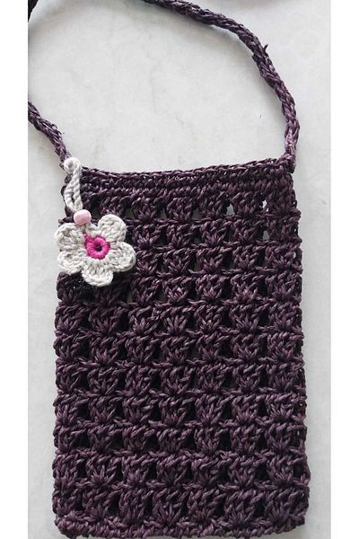 Papatyam Mesh Phone Bag Knitted Small Bag Handmade Crossbody Bag Wallet Straw Floral Bag/Handcrafted Bag