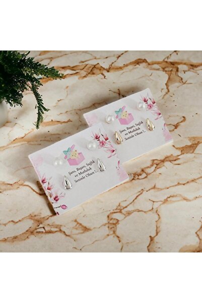 toptanhanem Şık İncilli Damla Çelik Küpe - Kararmaz, Antialerjik -Yeni Moda Gold Kaplama