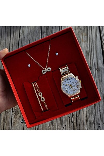 DEEPWELL Kadın Kol Saati Kolye Bileklik Küpe Seti Deepwell-dt08