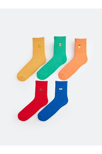 LC Waikiki LCW ACCESSORIES Embroidered Men's Socks 5-Piece