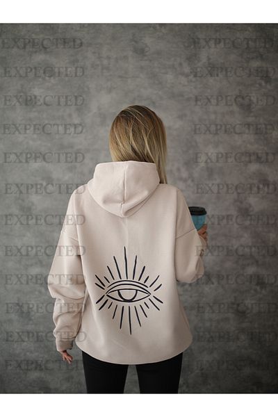 EXPECTED Φούτερ Unisex σε μπεζ Oversize Eye Print