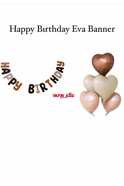 MFM مجموعة بالونات على شكل قلب من Happy Birday مصنوعة من مادة إيفا