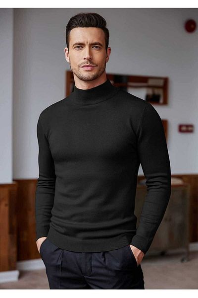 youknitwear you Sow Y. Pulover de tricotaj pentru bărbați cu gât rotic
