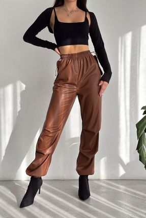 Zara Model Deri Pantolon Taba – Bağaç Moda