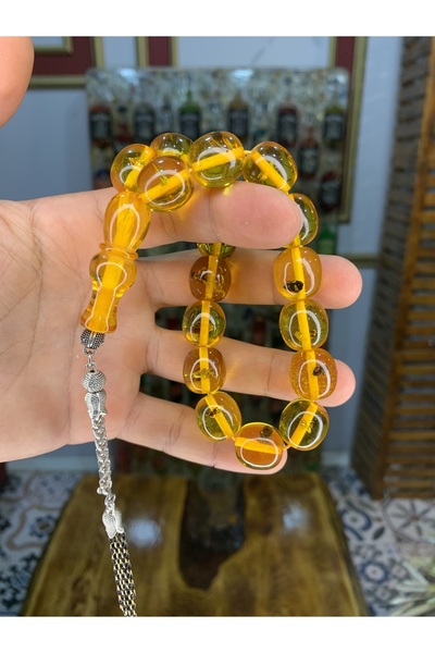 SPARKLE Kendi Atölyemizden Fosilli Kehribar Tesbih Özel Kutusunda Gönderim Sa...