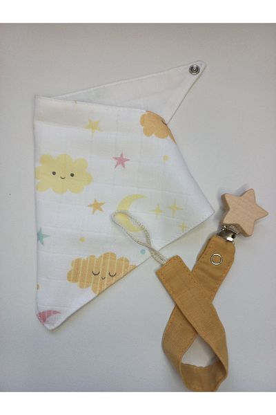 sbbaby Muslin Baby Food Apron Pacifier Holder with Wooden Clip