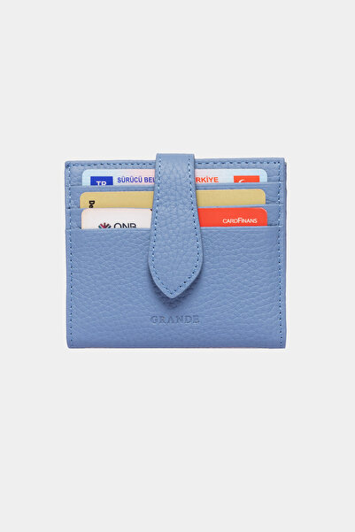 Grande 3803 Hakiki Gerçek Deri Özel Tasarım Kadın Erkek Cüzdan Bebe Mavisi
