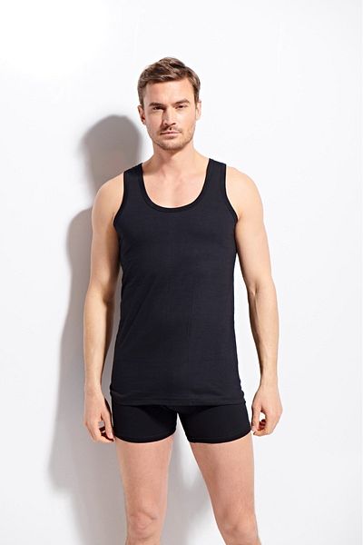 Kolcu Men's Gray Rib 100% Cotton Athlete Tank Top K1231