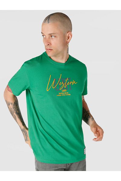 Colin's Tricou cu mânecă scurtă pentru bărbați, verde, cu imprimeu, cu decolteu rotund
