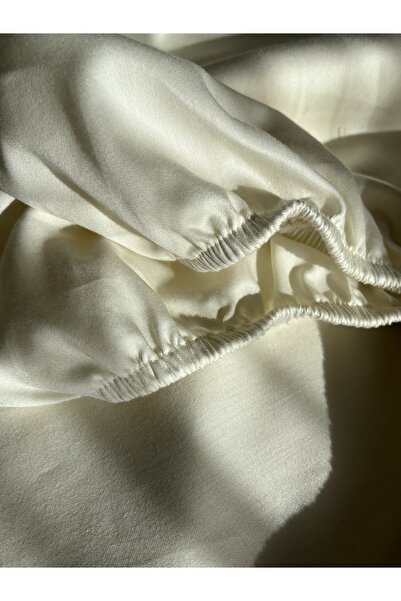 Silkarea 100% Cotton Satin Standard Double Bed Sheet - 160X200 cm (Body Tire Bed Sheet) - Cream