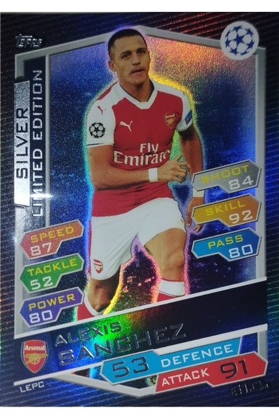 Topps مباراة ATTAX UEFA CHAMPIONS LEAGUE 2016/17 ALEXIS SANCHEZ إصدار محدود ب...
