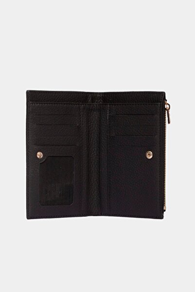 Grande 2804 Γυναικείο πορτοφόλι με φερμουάρ από γνήσιο δέρμα Flother μαύρο