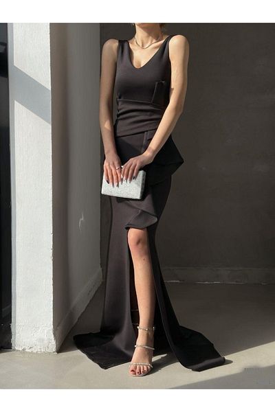 ModaLy Moda ΕΥΚΑΙΡΙΚΟ ΥΦΑΣΜΑ ΜΑΥΡΟ ΧΡΩΜΑ ΛΟΚΟΥ ΛΟΚΟΥ ΣΤΗΝ ΜΕΣΗ ΒΡΑΔΙΝΟ ΦΟΡΕΜΑ GL-676 582054