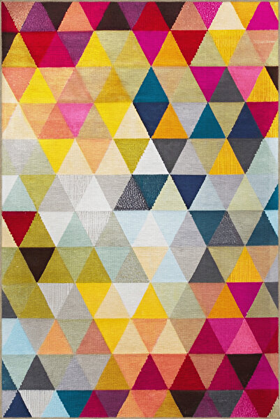 Rugs Modern Halı Multicolor Transitional Geometric Triangle Shape Patterned C...