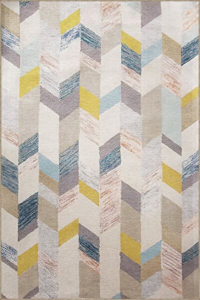 Rugs Modern Halı Μοντέρνο διακοσμητικό χαλί με μπεζ θέμα, πολύχρωμο, με γεωμε...