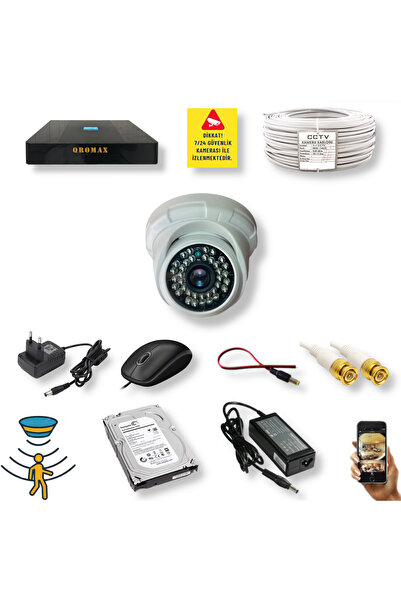 qromax 1 KAMERALI SET - HAREKET ALGILAYAN 36IR LED 5MP LENS 1080P İÇ MEKAN GÜ...