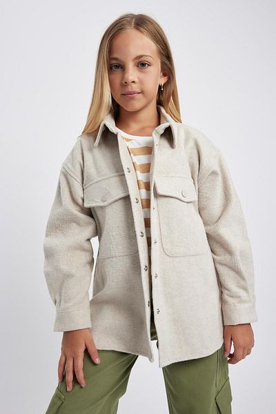 DeFacto Girl's Oversize Fit Flannel Long Sleeve Shirt